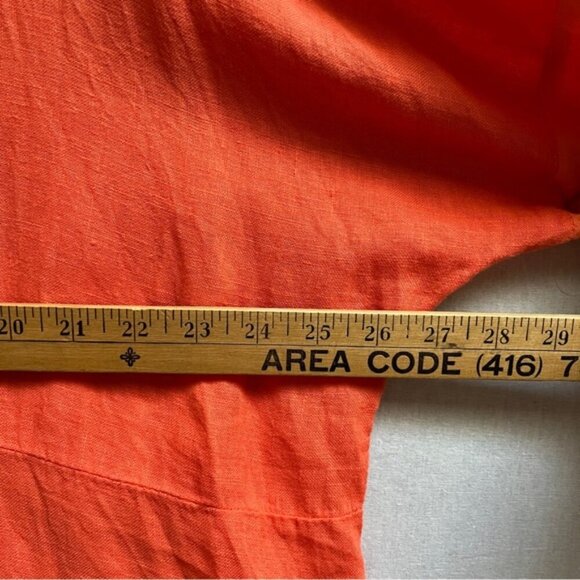 Vibrant Orange 100% Linen Made in Italy Button-Down Tunic Dress Sz XXL 26” PTP - Picture 13 of 13